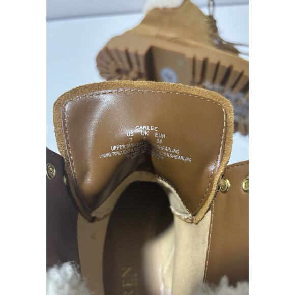 Ralph Lauren Carlee Suede Leather Whiskey Boots Booties Combat Lace-up Sz 7 NWOB - Picture 8 of 13